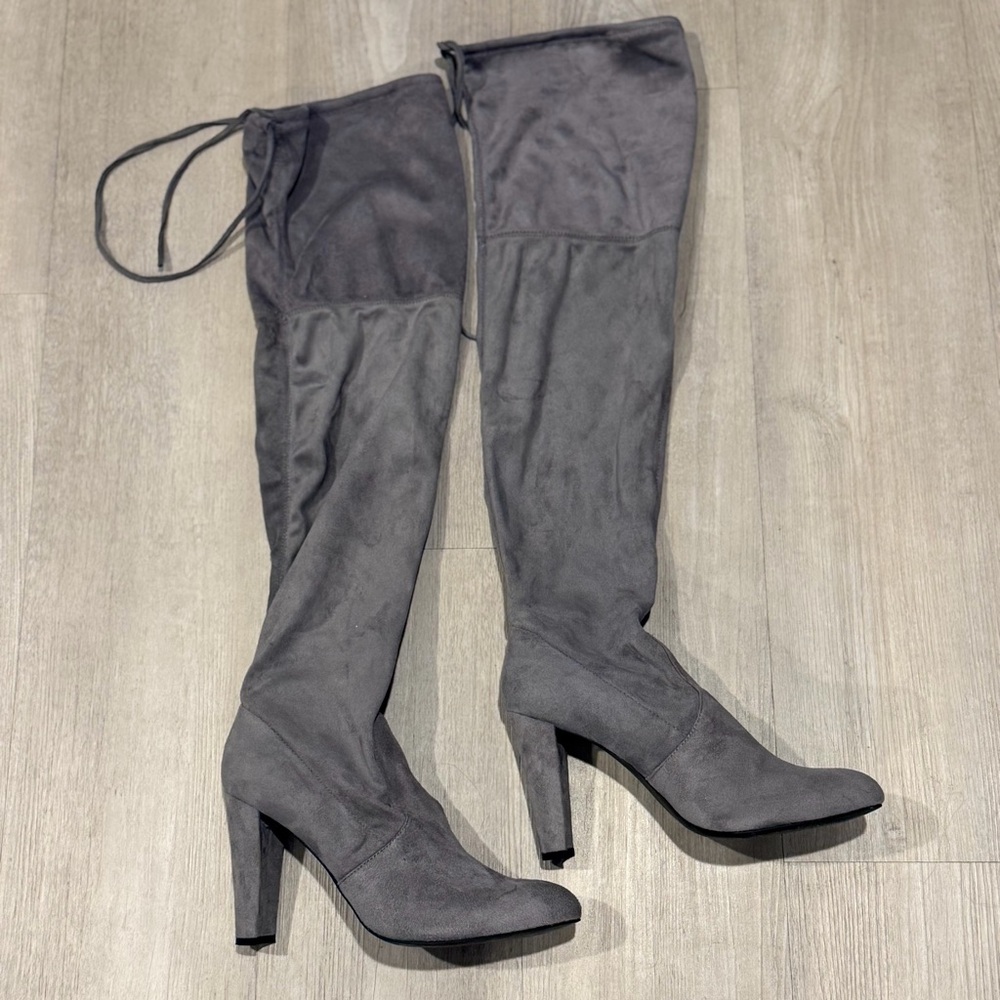 Charles by Charles David Faux Suede over the knee boots grey size 9.5